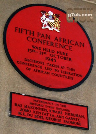 This plaque on the wall of the Chorlton upon Medlock Town Hall frontage commemorates the 5th Pan African Conference in 1945