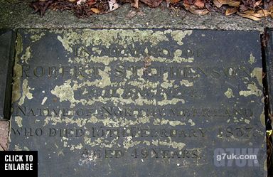 The gravestone for Robert Stephenson in Eccles